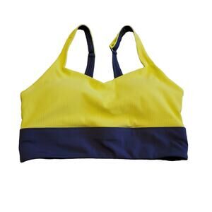 Zyia Active Yellow Gray Adjustable Regular or Criss Cross Clip Sports Bra L